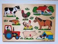 Drewniane puzzle vintage układanka farma
