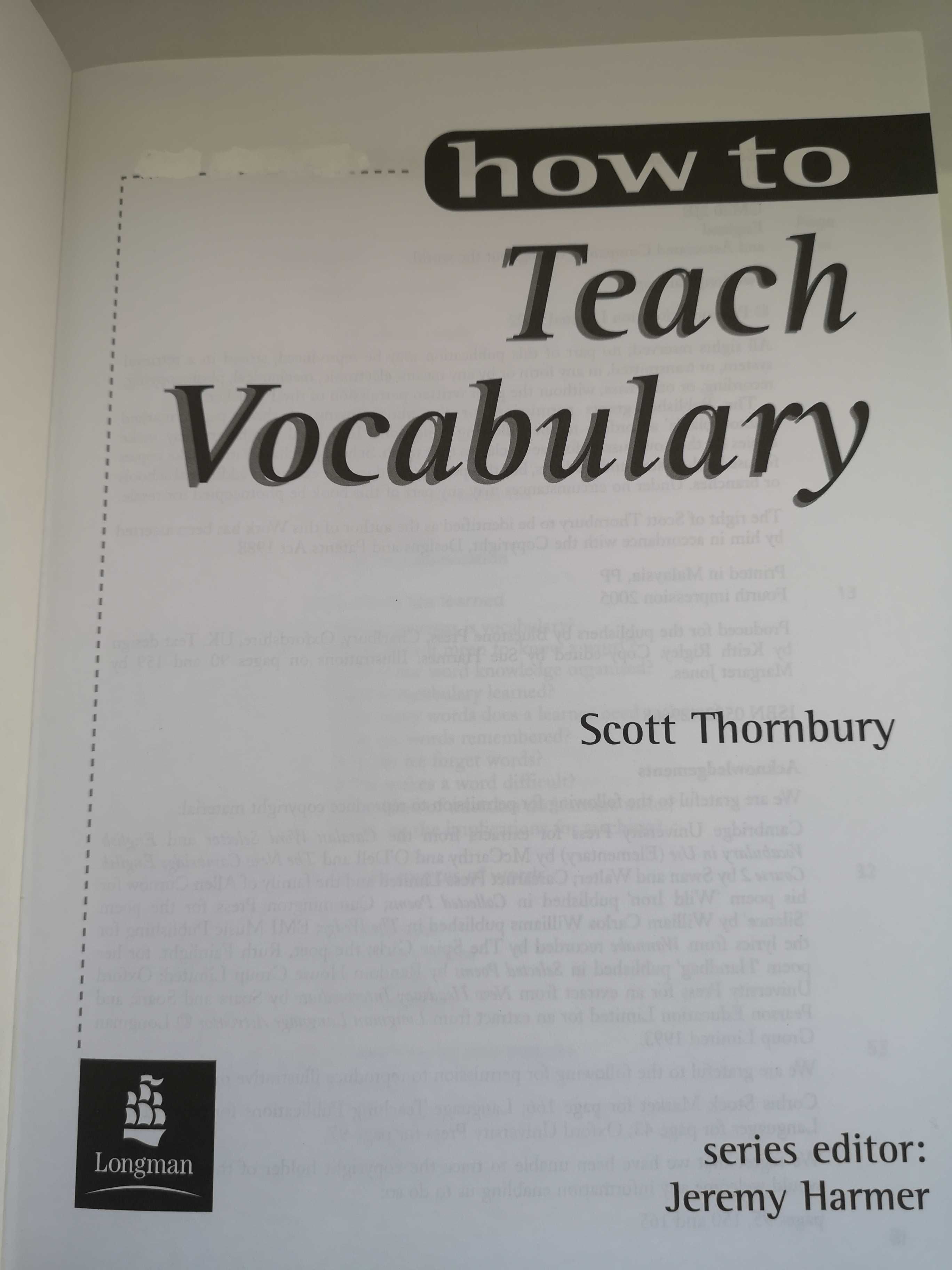 How to Teach Vocabulary, Scott Thornbury, wydawnictwo Longman