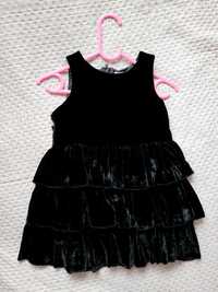 Czarna sukienka falbanki H&M r 92