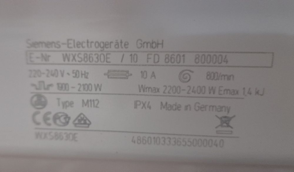 Запчасти стиральная машина Siemens WXS 8630 E/10 FD 8601