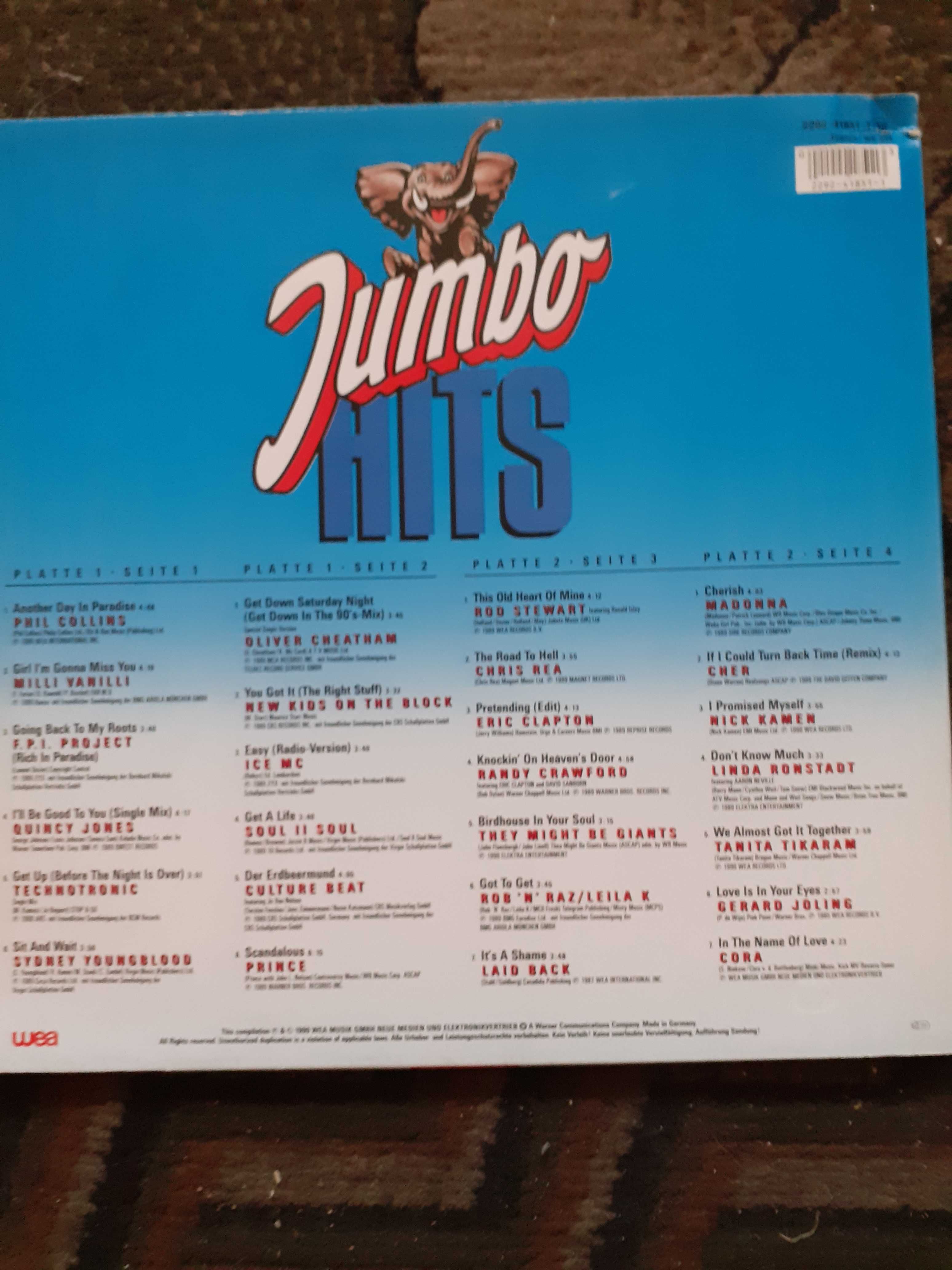 V/a Jumbo Hits 2lp E Clapton TTikaram,Chris Rea,P.Collins,Madonna