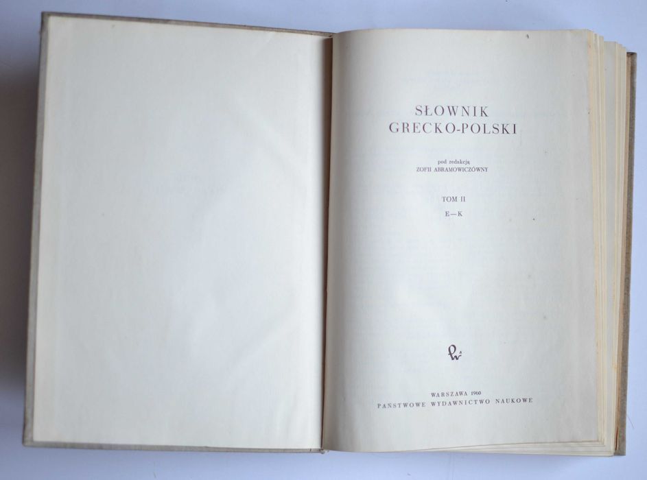 Książka: Słownik grecko-polski Tom II	Zofia Abramowiczówna		1960