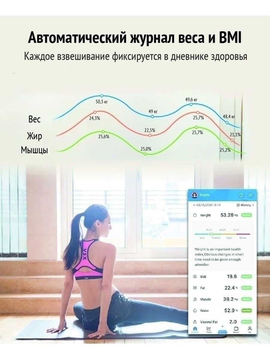 Смарт-весы Scale (scl-001bl) встроенное приложение Android и IOS