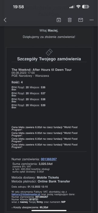 Bilety the weeknd Warszawa sierpień 2023