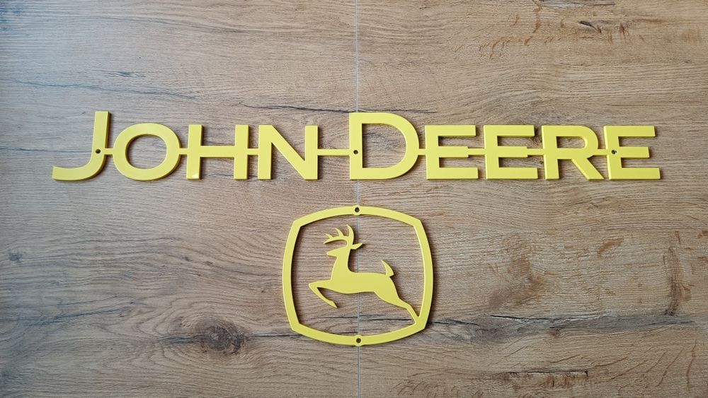 Napis na obciążnik John Deere 60cm + logo emblemat znaczek stal 4mm