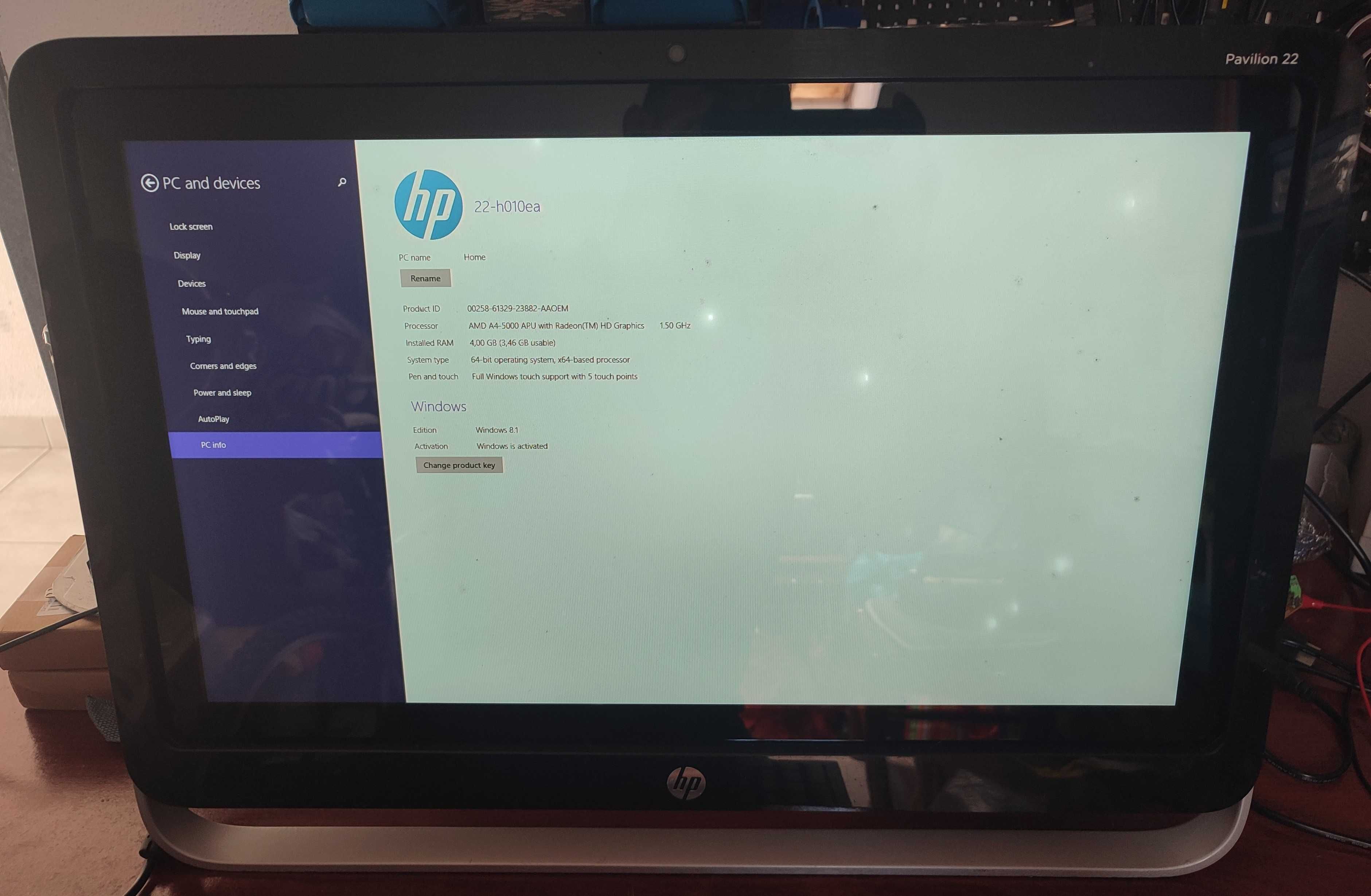 Computador HP Pavilion 22 All-in-one usado c\defeitos