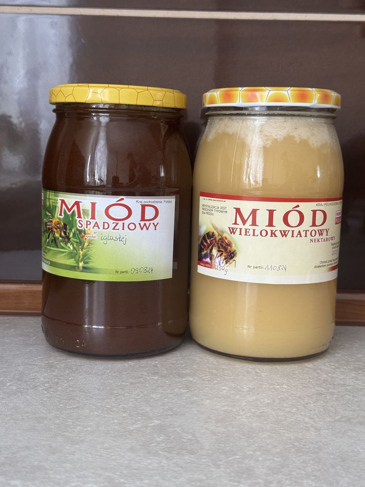Miód spadziowy i wielokwiatowy- zestaw