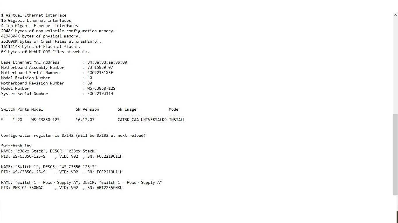 Коммутаторы SFP  Cisco WS-C3850-12S-S Smart License  нал/безнал