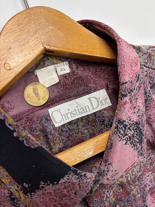 Рубашка шелковая Vintage Christian Dior Abstract Silk Shirt size XL