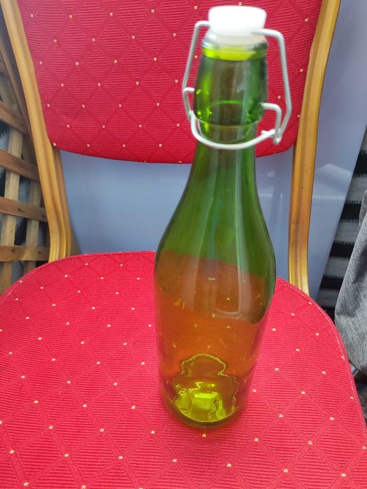 Butelka szklana ze szkła Zielona z zamknięciem korkiem na wino alkohol