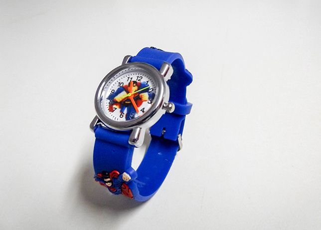 Relogio infantil superman, com pulseira ilustrada em 3D, quartzo