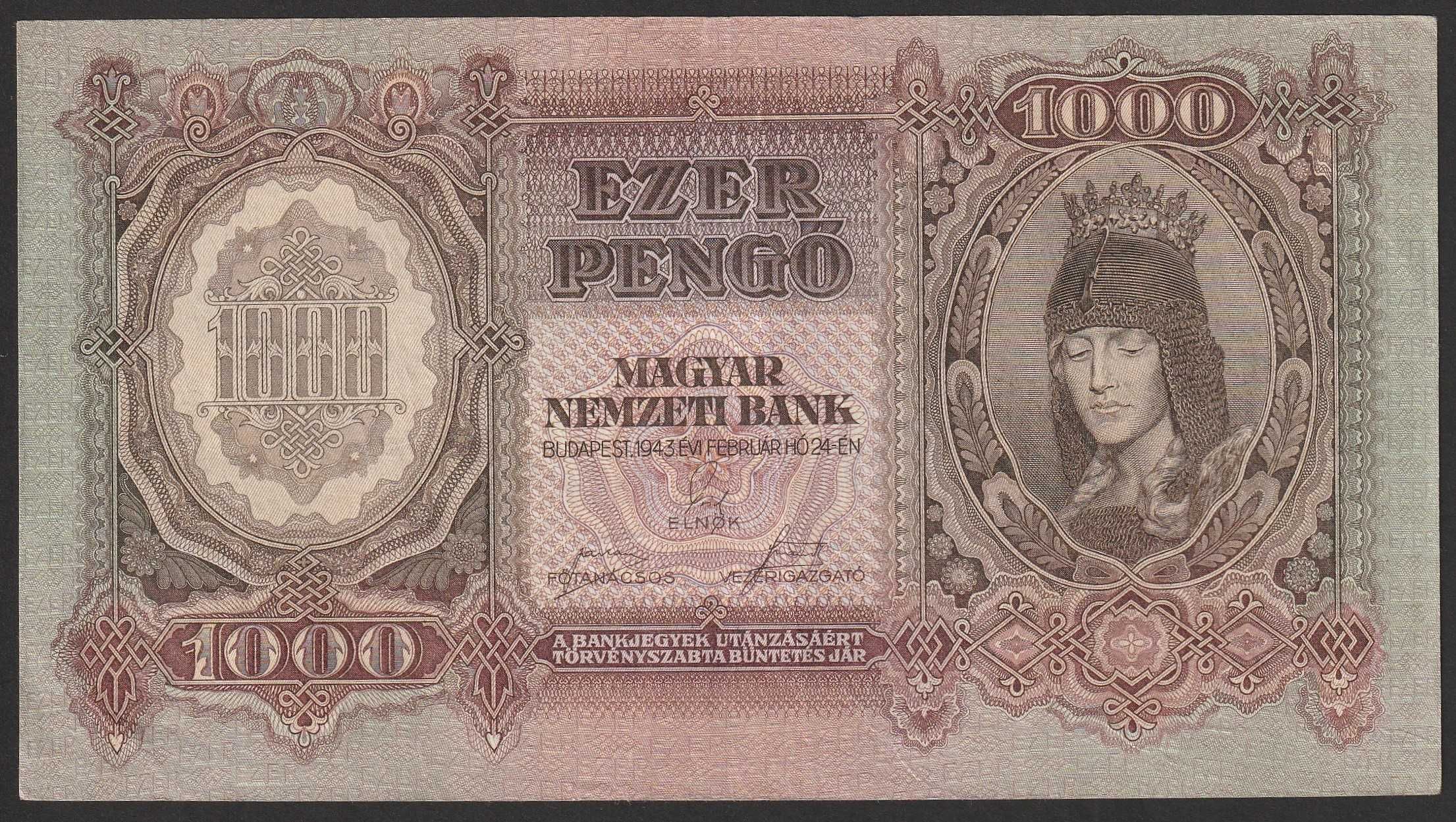 Węgry 1000 pengo 1943 - F069