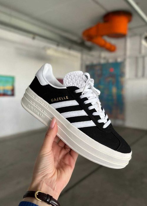 Кросівки Adidas Gazelle Bold Platform Black/White premium