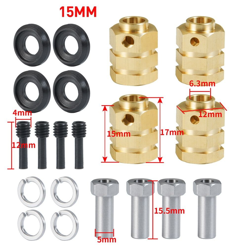 4 mosiężne hexy 12x15mm do modelu zdalnie sterowanego rc 61gram