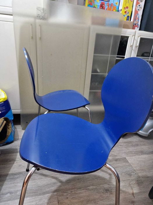 Conjunto 4 cadeiras azuis multi funções