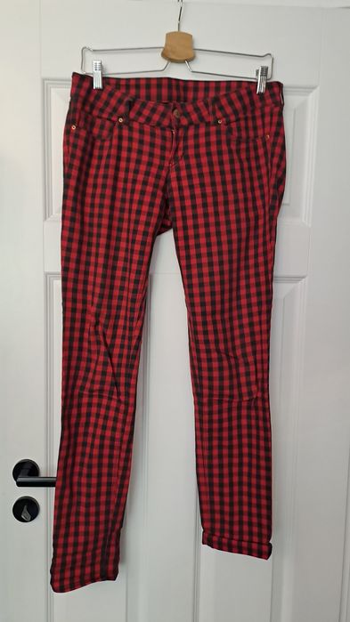 Jeansy w kratę punk rock h&m 38 M