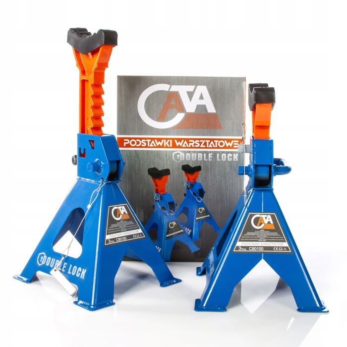 2X Kobyłki 3T Podstawki Warsztatowe Podpory Z Blokadą Gumą Pinem Reg