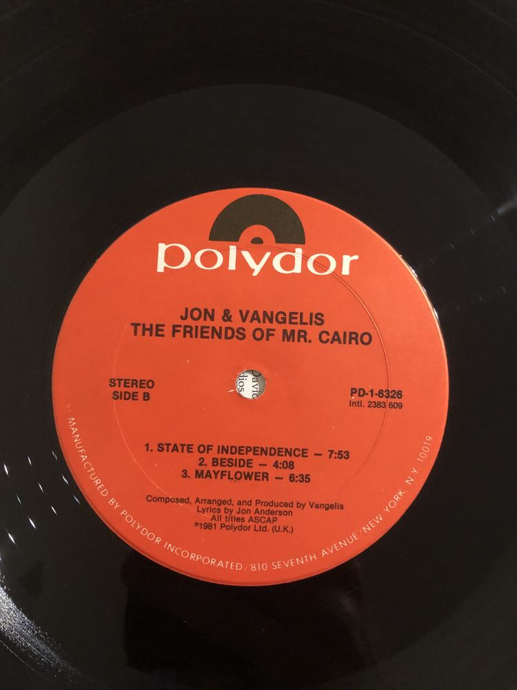 Jon and Vangelis The Friends of Mr Cairo USA 1981 EX