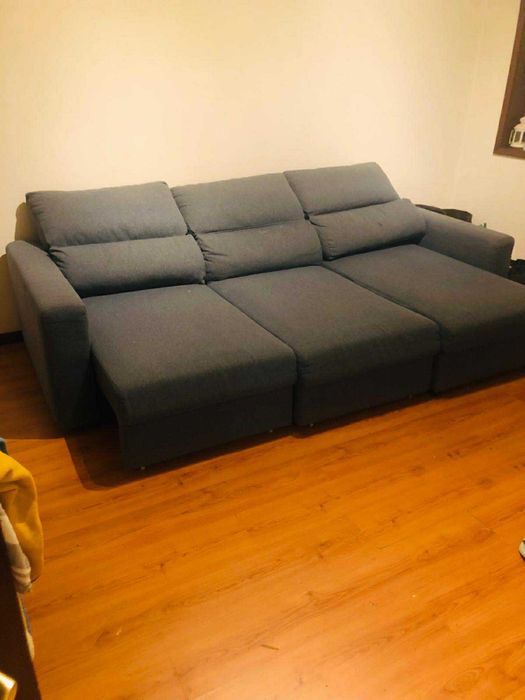 Sofá 3 lugares c/chaise longue, azul ikea