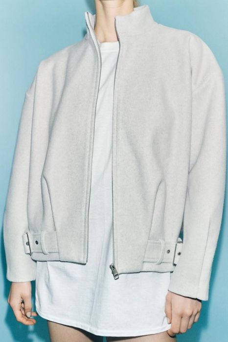 Бомбер ZARA S Палльто Зара пальто на замку куртка демісезонна