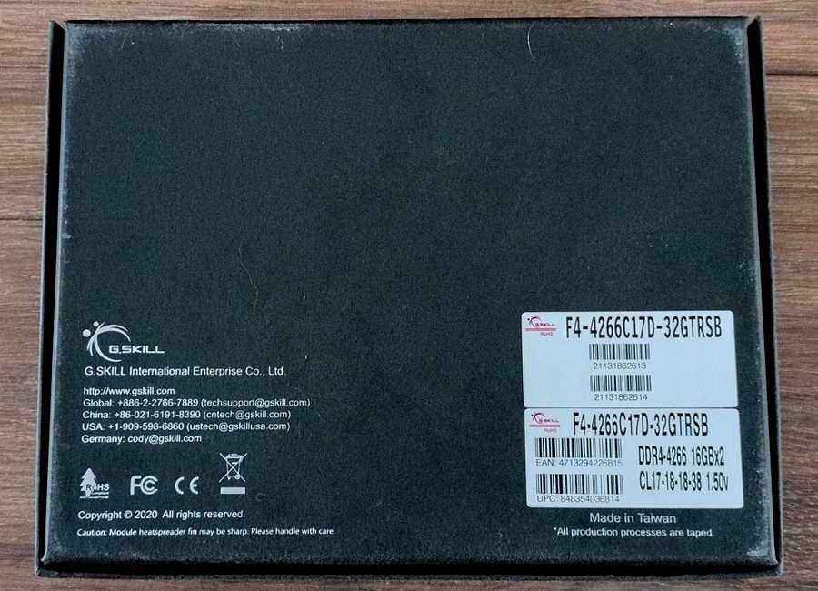 DDR4 32Gb G.Skill Royal на чипах Samsung b-die.