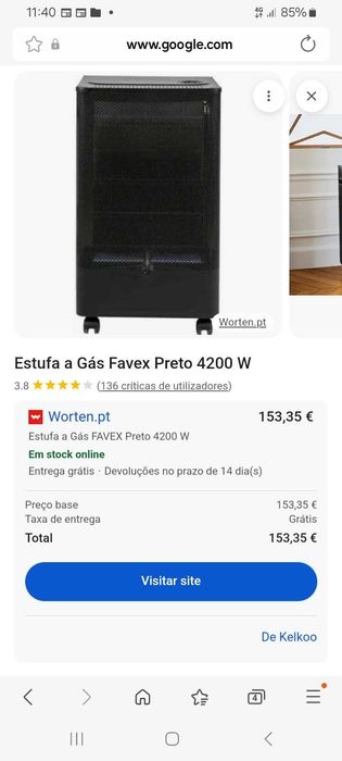 Aquecedor a gaz favex de bilha