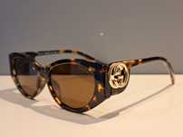GUCCI panterkowe nowe damskie okulary brązowe zlote logo
