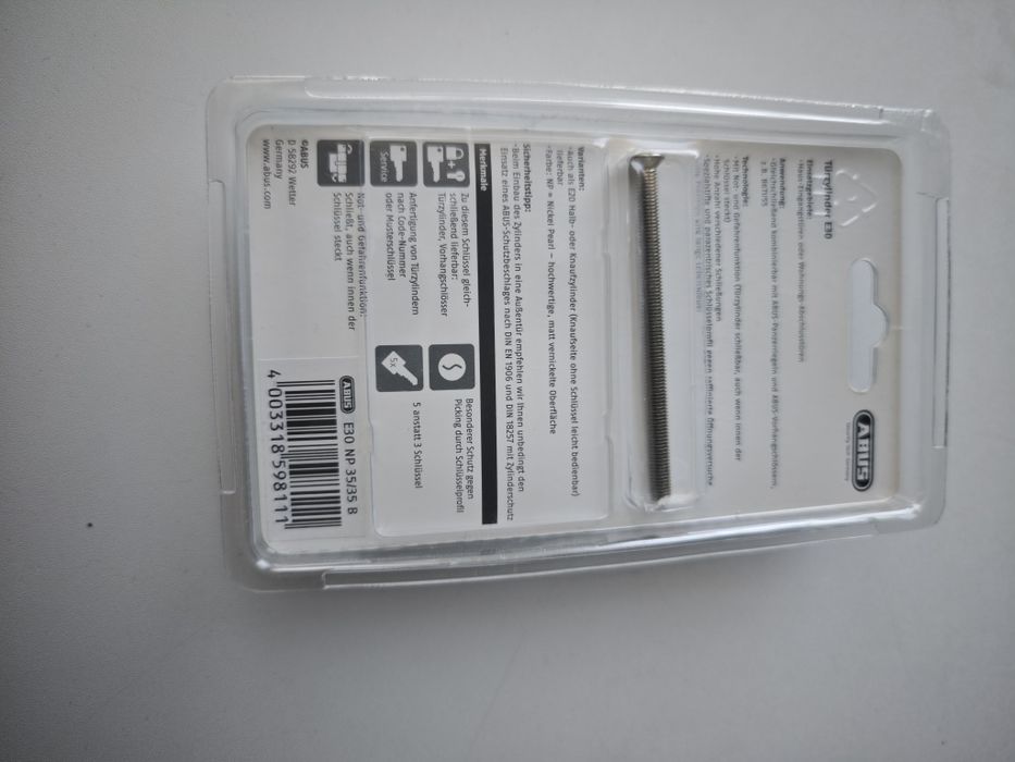 Zamek ABUS E30 – wkładka do drzwi z 5 kluczami, 30/45 mm, niki