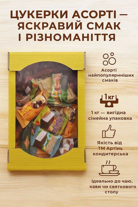 Цукерки асорті 1 кг Артіль кондитерська