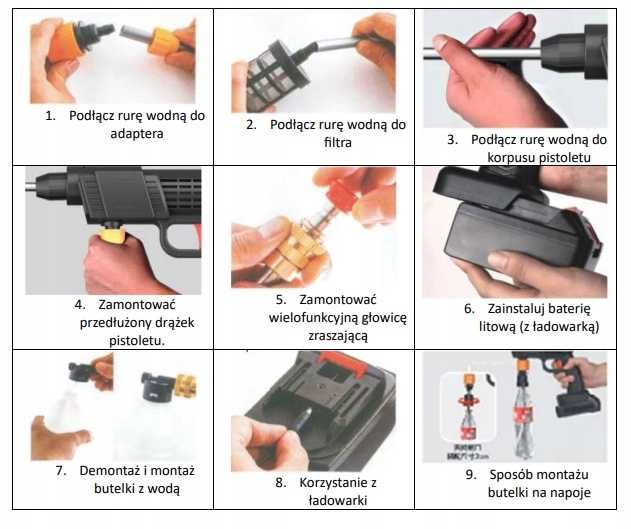 Myjka ciśnieniowa 2 baterie gotowy zestaw do mycia KD663