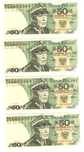 4 Banknoty 50zł K.Świerczewski 1988r GU Bankowy UNC [b140]