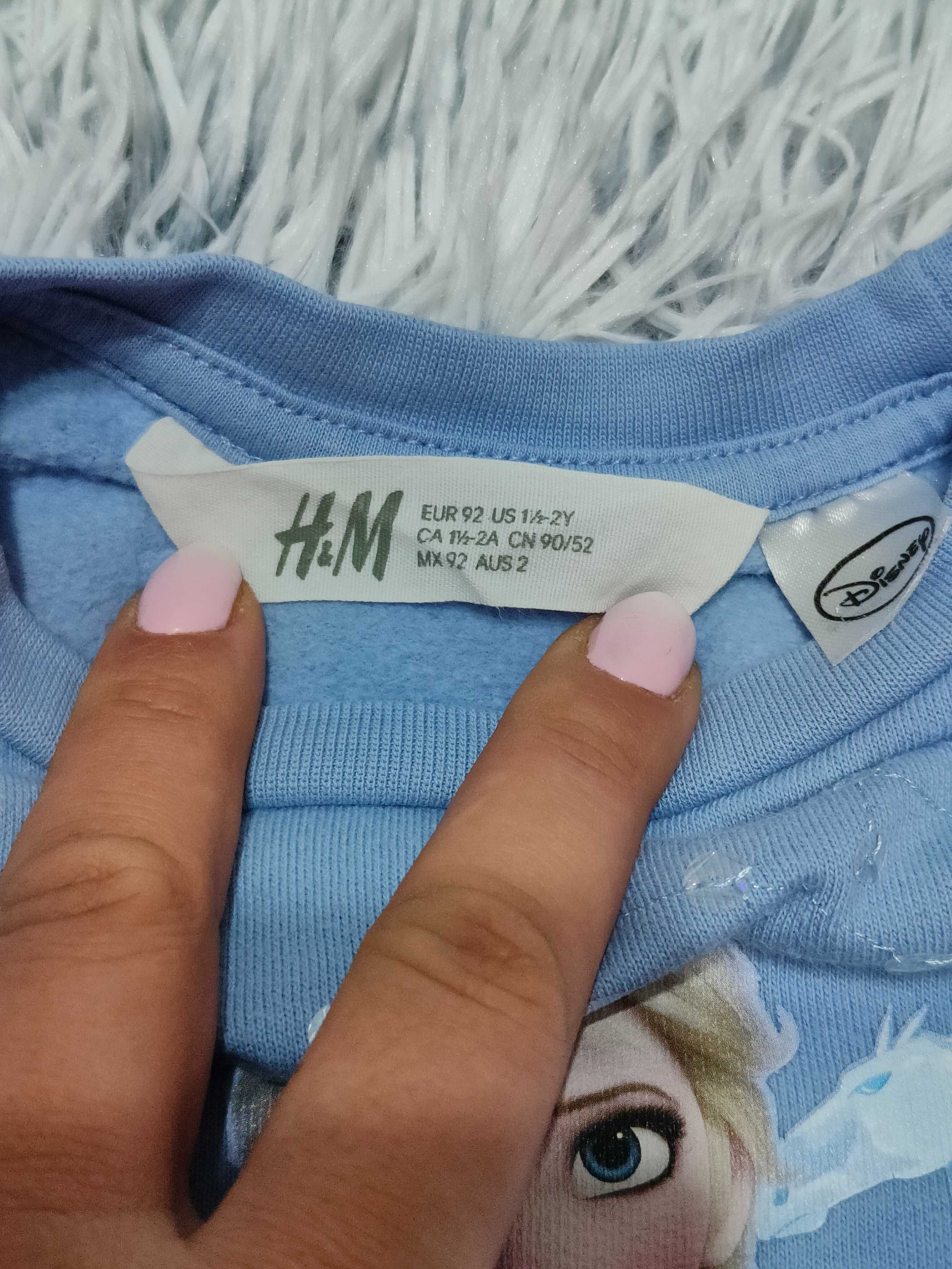 Bluzka długi rękaw niebieska z tiulem dla dziewczynki H&M rozmiar 92