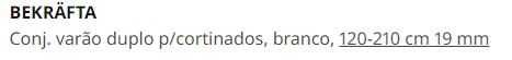 Conjunto varão duplo para cortinados 120cmX210cm Bekrafta