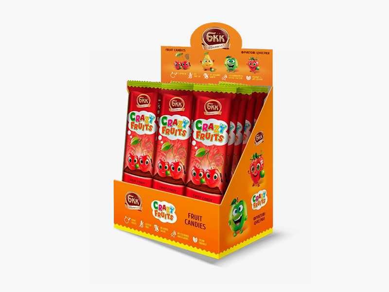 Фруктова цукерка «CRAZY FRUITS» яблуко-полуниця, БКК 0,140