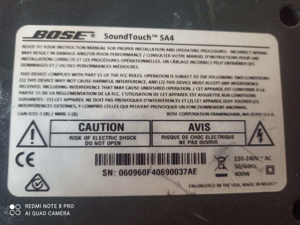 Стереопідсилювач Bose SA4 Lifestyle домашнього кінотеатру з Boselink