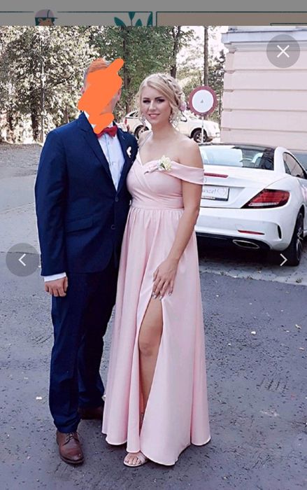 Sukienka na wesele elegancka pudrowy róż M