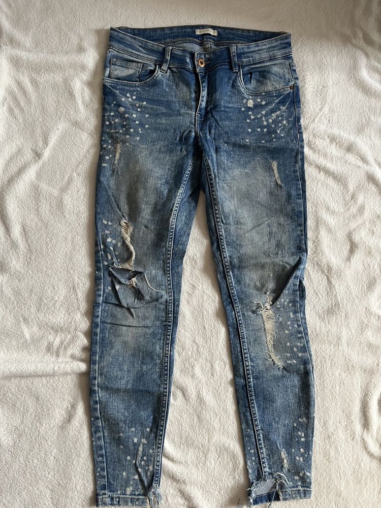 diverse spodnie jeansy skinny z dziurami i kropkami 34