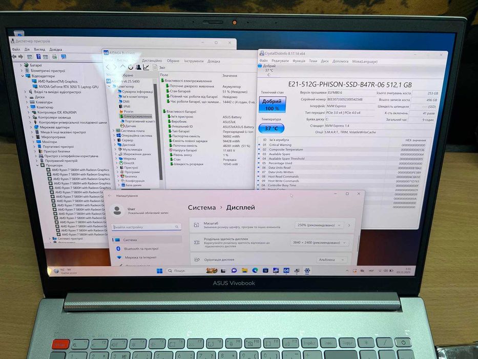 ASUS Vivobook Pro 16X 16"4K OLED Ryzen 7-5800H 16/512Gb RTX3050Ti