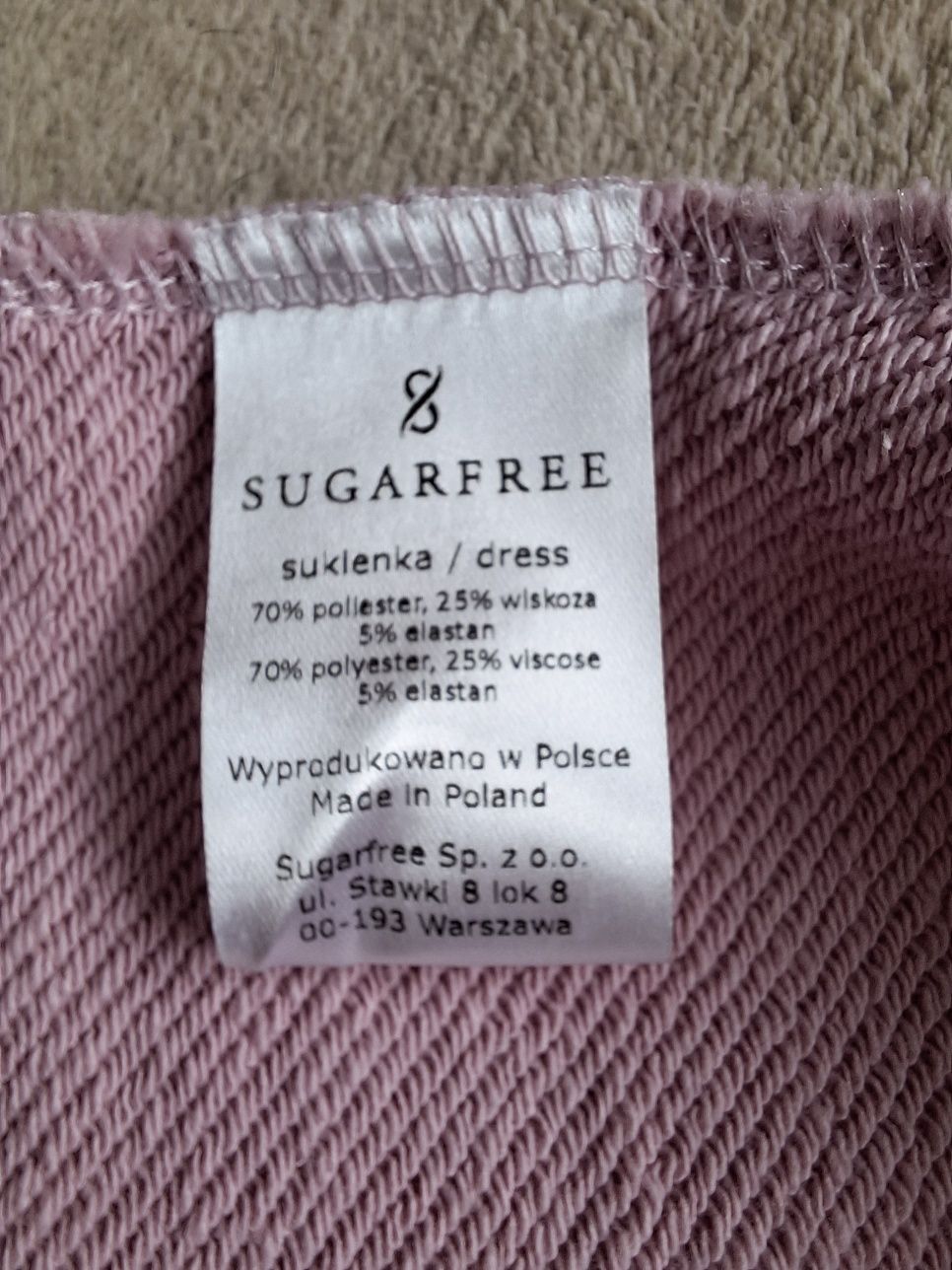 Sukienka Sugarfree, pudrowy róż, rozm S