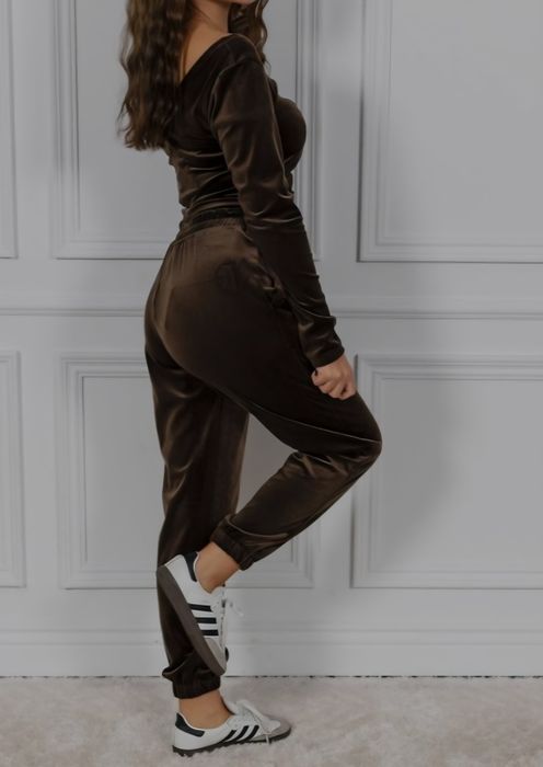 Welurowy Dres czekoladowy sexy M /L