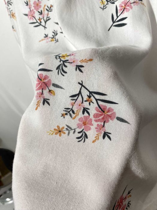 bluzka koszula tunika luźna krótka sukienka biała 100% wiskoza M L róż