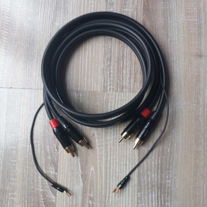 Kabel do gramofonu / interkonekt Phono RCA Hi-Fi z uziemieniem 1,5m