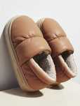Pikowane kapcie 38-39 24,5cm puchowe zimowe na platformie buty puchowe