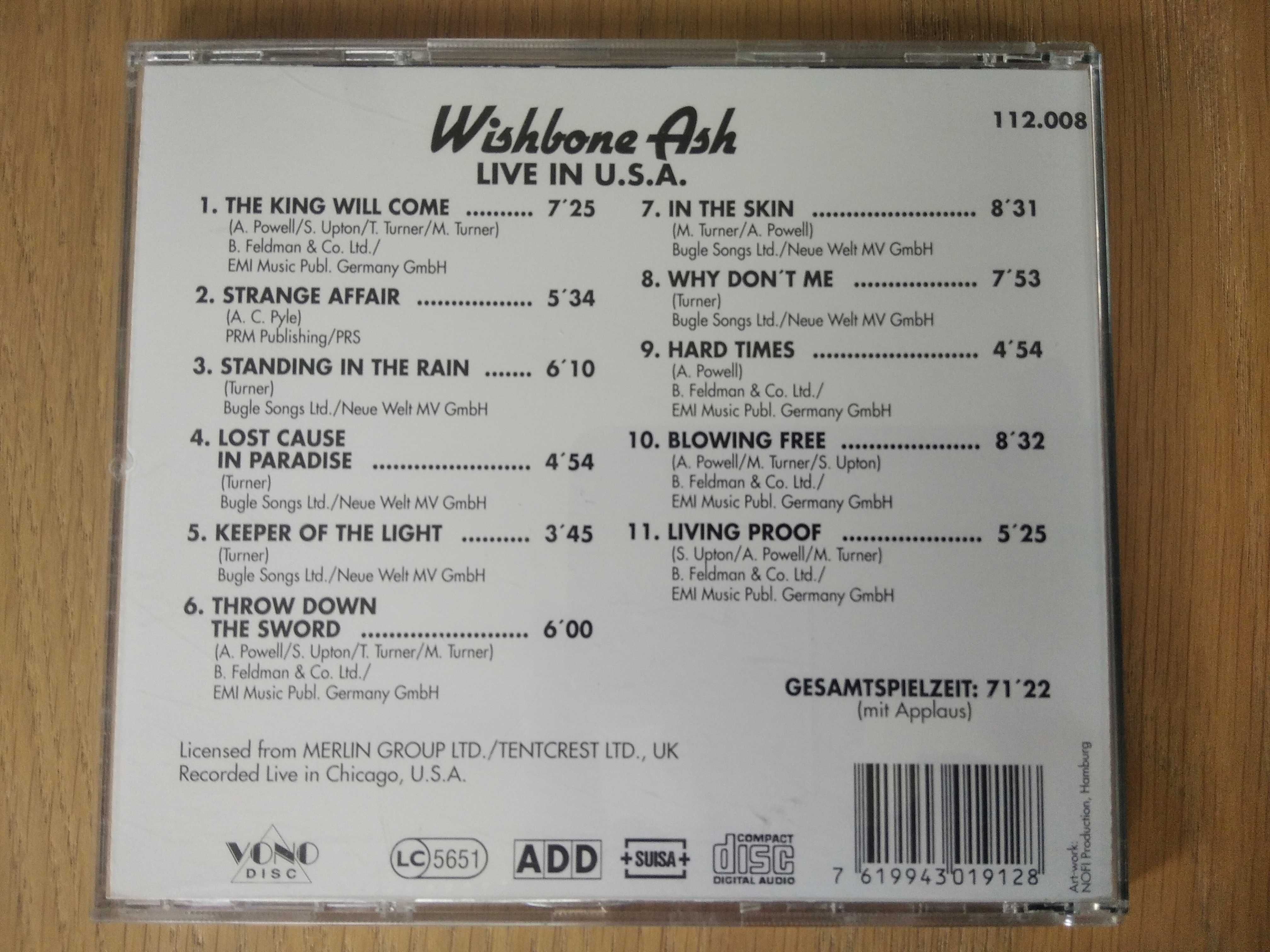 Wishbone Ash - Live in USA (Chicago 1992) CD