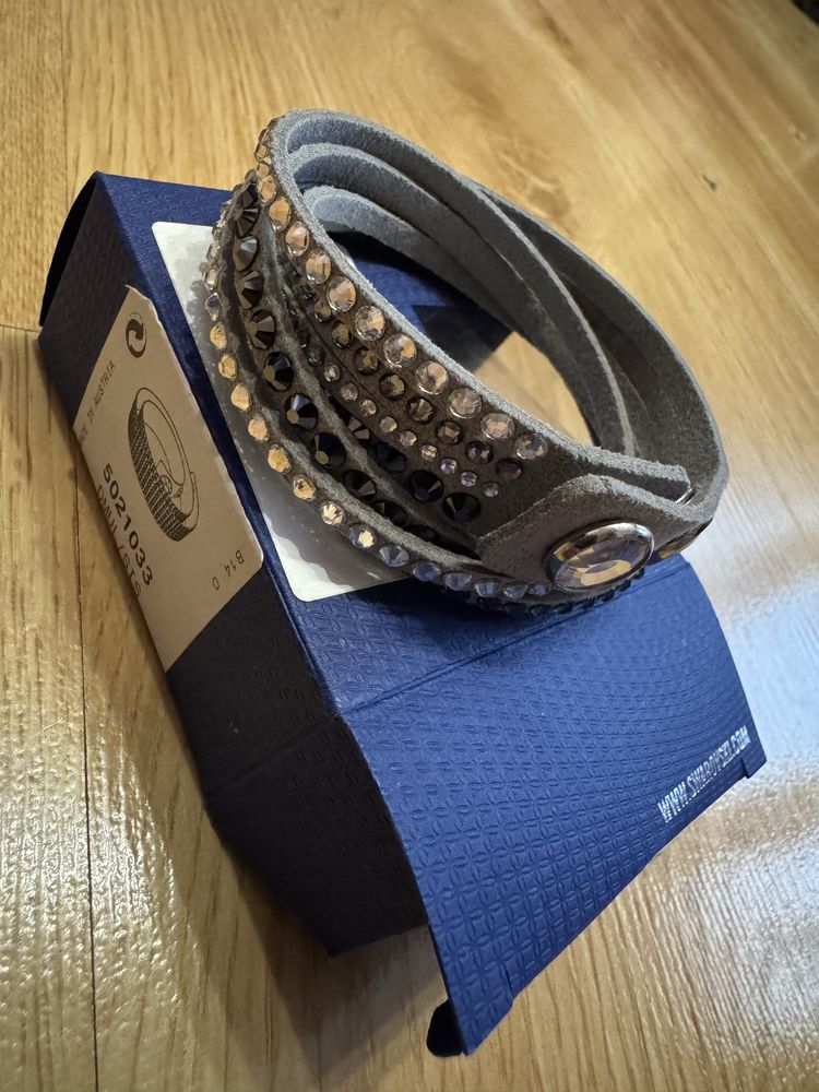 Bransoletka Swarovski alcantara szara