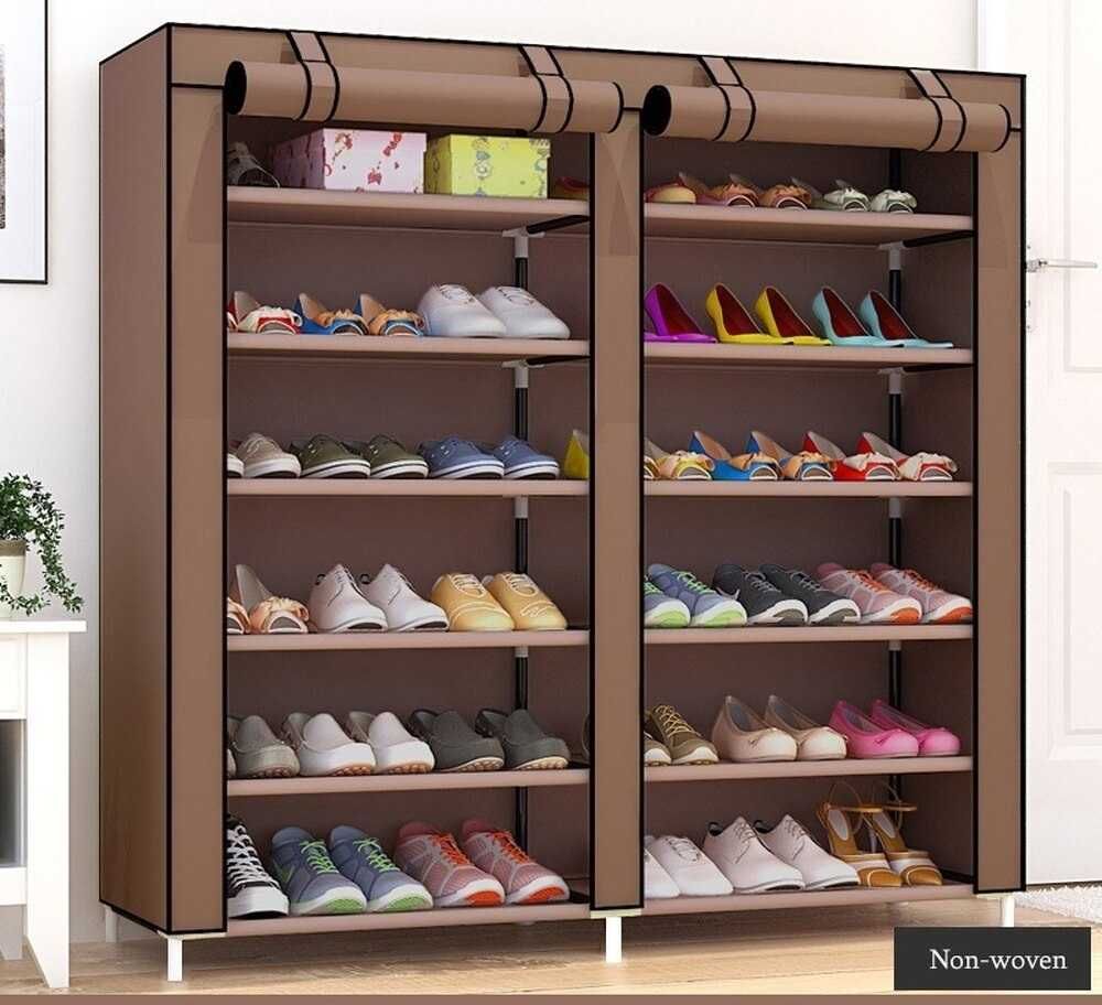 Тканинна подвійна полиця-шафа стелаж для взуття  Shoe Cabinet 6х2 пол.
