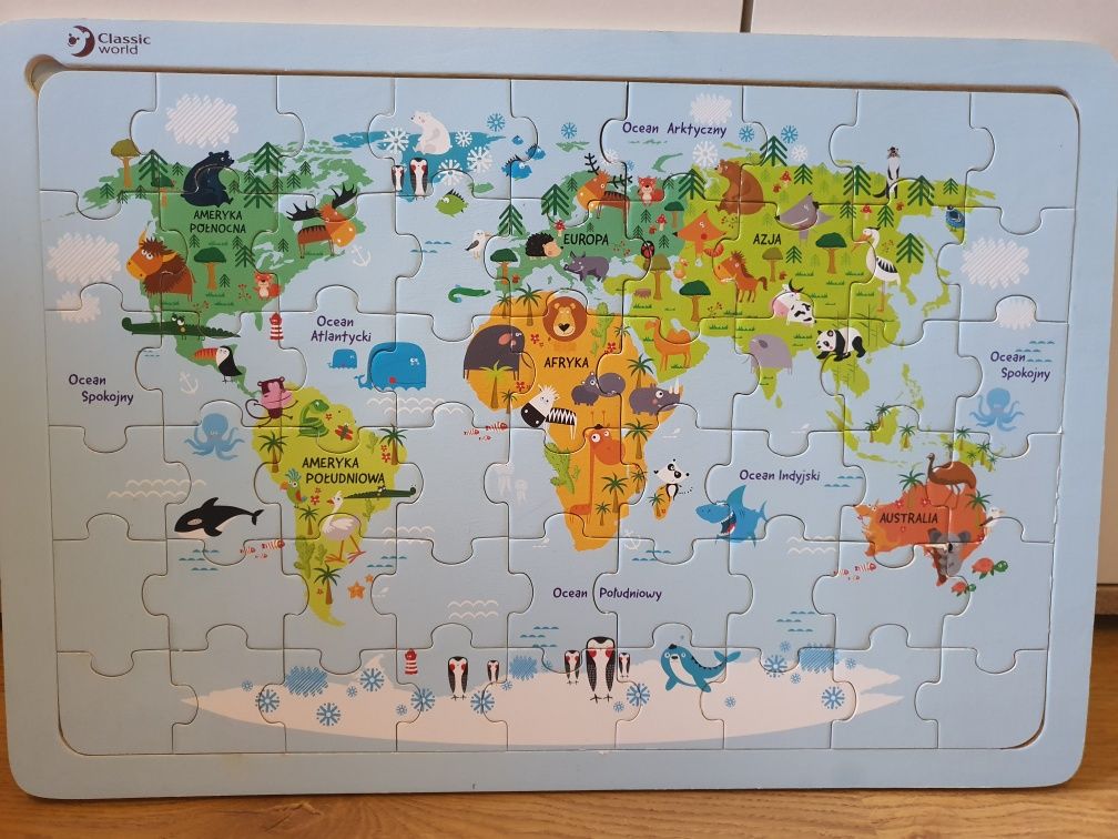 Mapa Świata Drewniane Puzzle