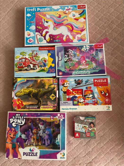 Пазли Dodo, Trefl професіі, єдиноріг, динозавр, пожежники