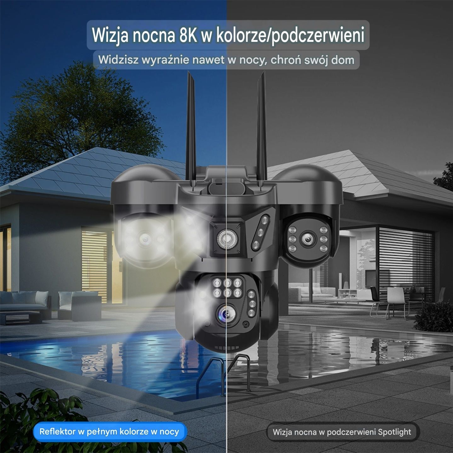 Kamera WIFI z 3 obiektywami 15MP Obrotowa IP66