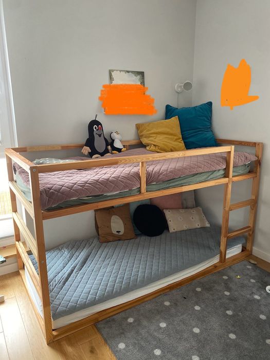 Ikea kura łóżko dla rodzeństwa + 2 materace + namiot